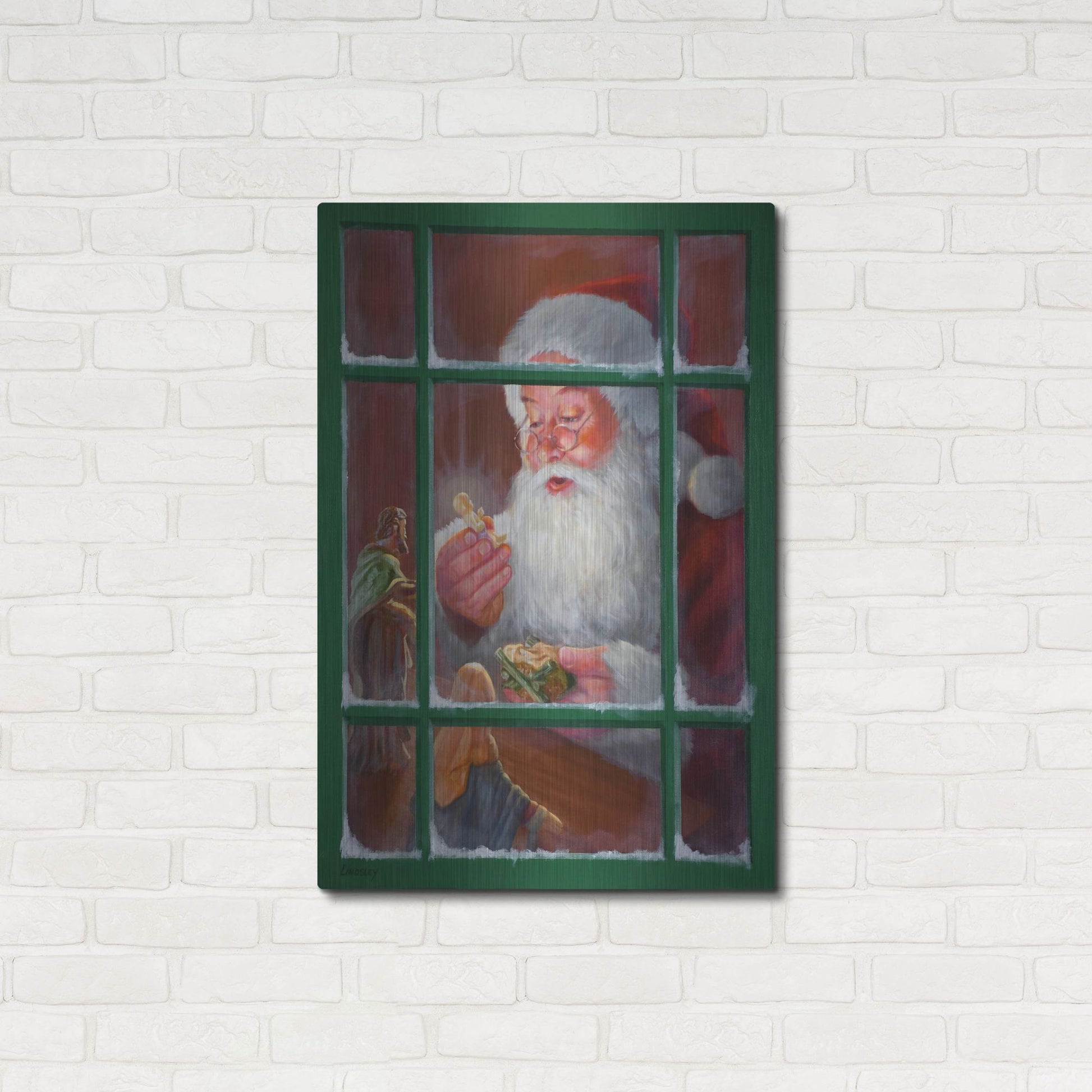 Luxe Metal Art 'Santa Window 2' by David Lindsley, Metal Wall Art,24x36