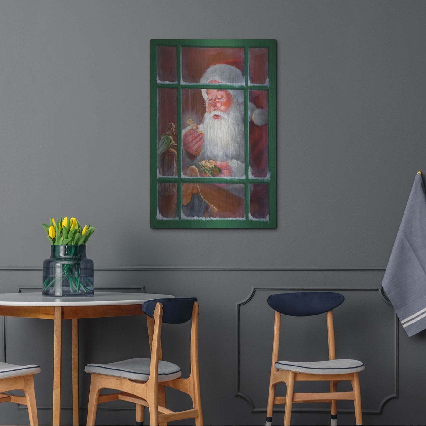 Luxe Metal Art 'Santa Window 2' by David Lindsley, Metal Wall Art,24x36