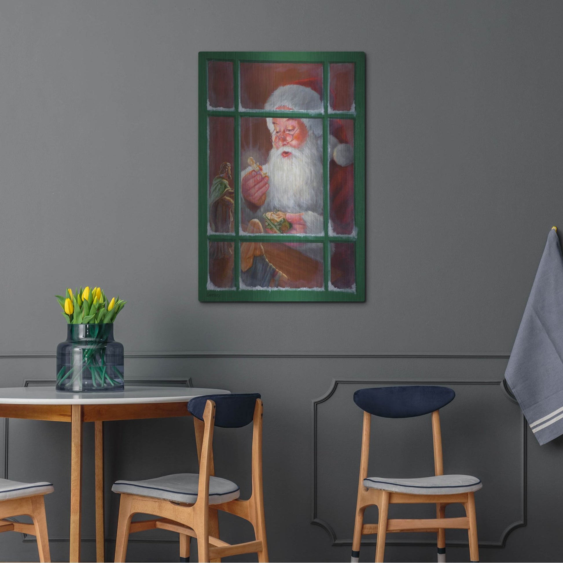 Luxe Metal Art 'Santa Window 2' by David Lindsley, Metal Wall Art,24x36