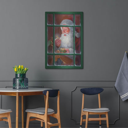 Luxe Metal Art 'Santa Window 2' by David Lindsley, Metal Wall Art,24x36