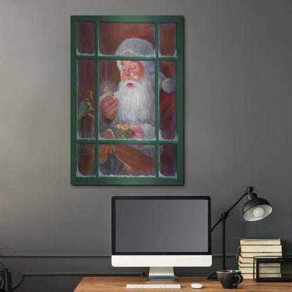 Luxe Metal Art 'Santa Window 2' by David Lindsley, Metal Wall Art,24x36