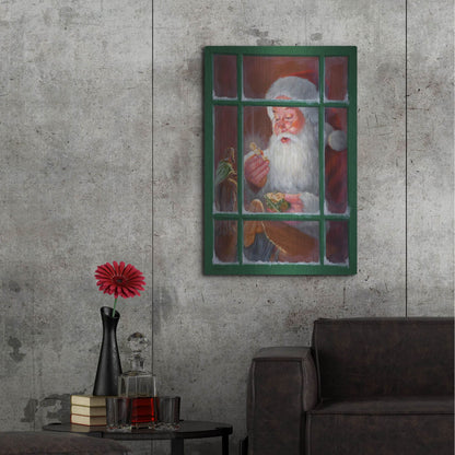 Luxe Metal Art 'Santa Window 2' by David Lindsley, Metal Wall Art,24x36