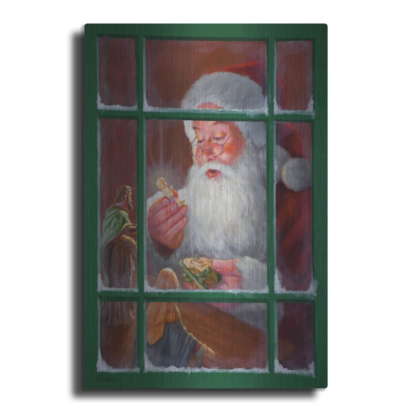 Luxe Metal Art 'Santa Window 2' by David Lindsley, Metal Wall Art