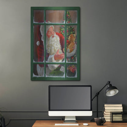 Luxe Metal Art 'Santa Window 3' by David Lindsley, Metal Wall Art,24x36