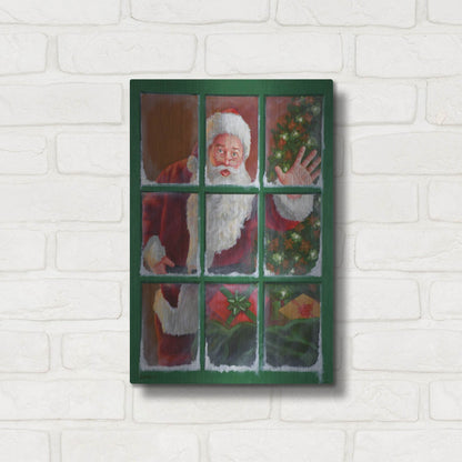 Luxe Metal Art 'Santa Window 4' by David Lindsley, Metal Wall Art,12x16