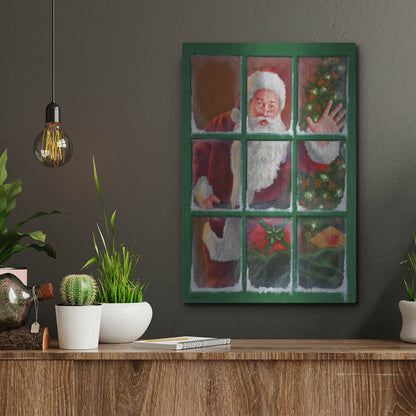 Luxe Metal Art 'Santa Window 4' by David Lindsley, Metal Wall Art,12x16