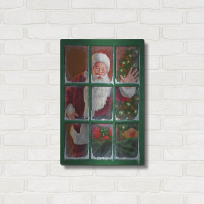 Luxe Metal Art 'Santa Window 4' by David Lindsley, Metal Wall Art,16x24