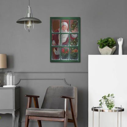 Luxe Metal Art 'Santa Window 4' by David Lindsley, Metal Wall Art,16x24