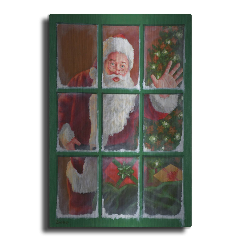 Luxe Metal Art 'Santa Window 4' by David Lindsley, Metal Wall Art