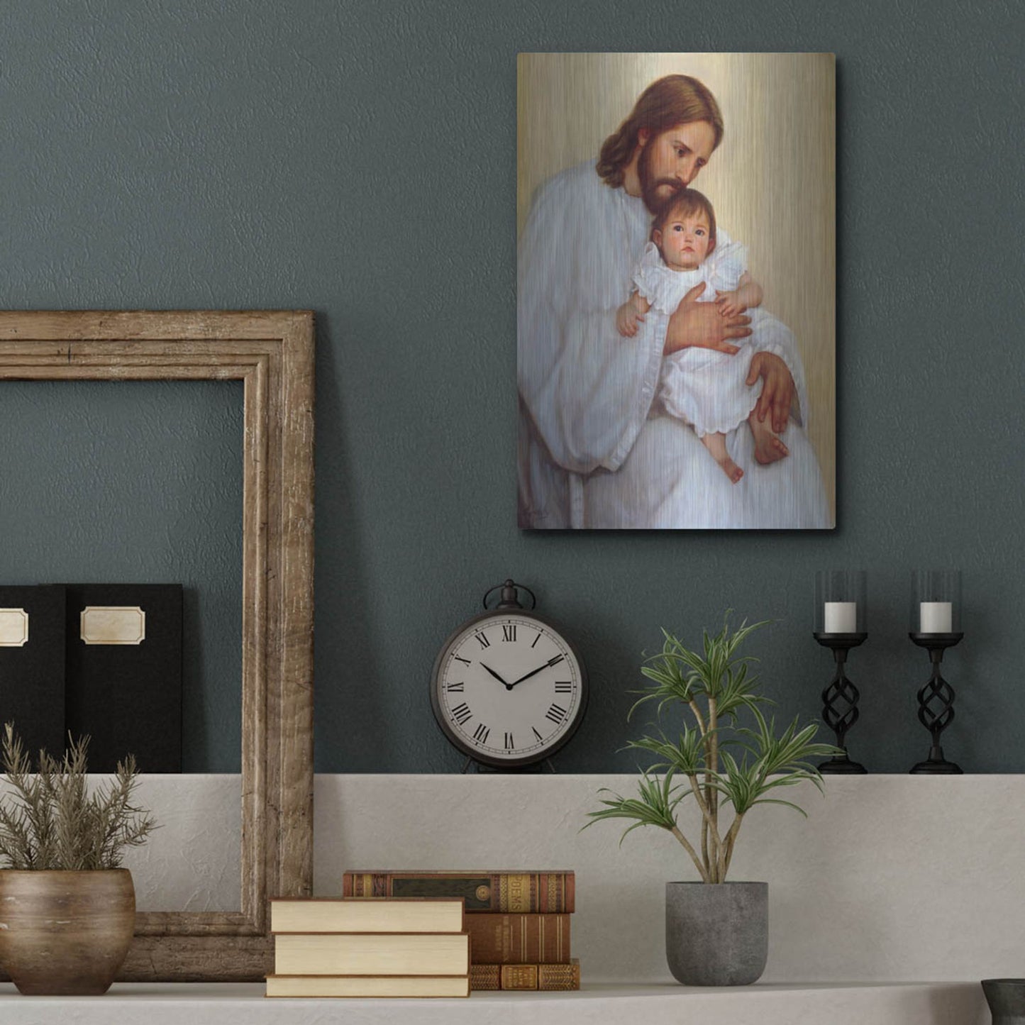 Luxe Metal Art 'Safely In His Arms' by David Lindsley, Metal Wall Art,12x16
