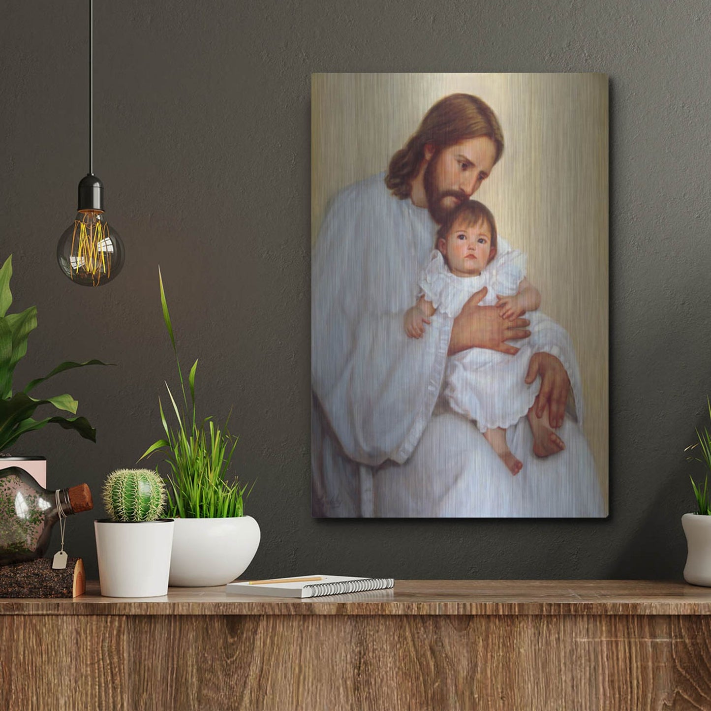 Luxe Metal Art 'Safely In His Arms' by David Lindsley, Metal Wall Art,12x16