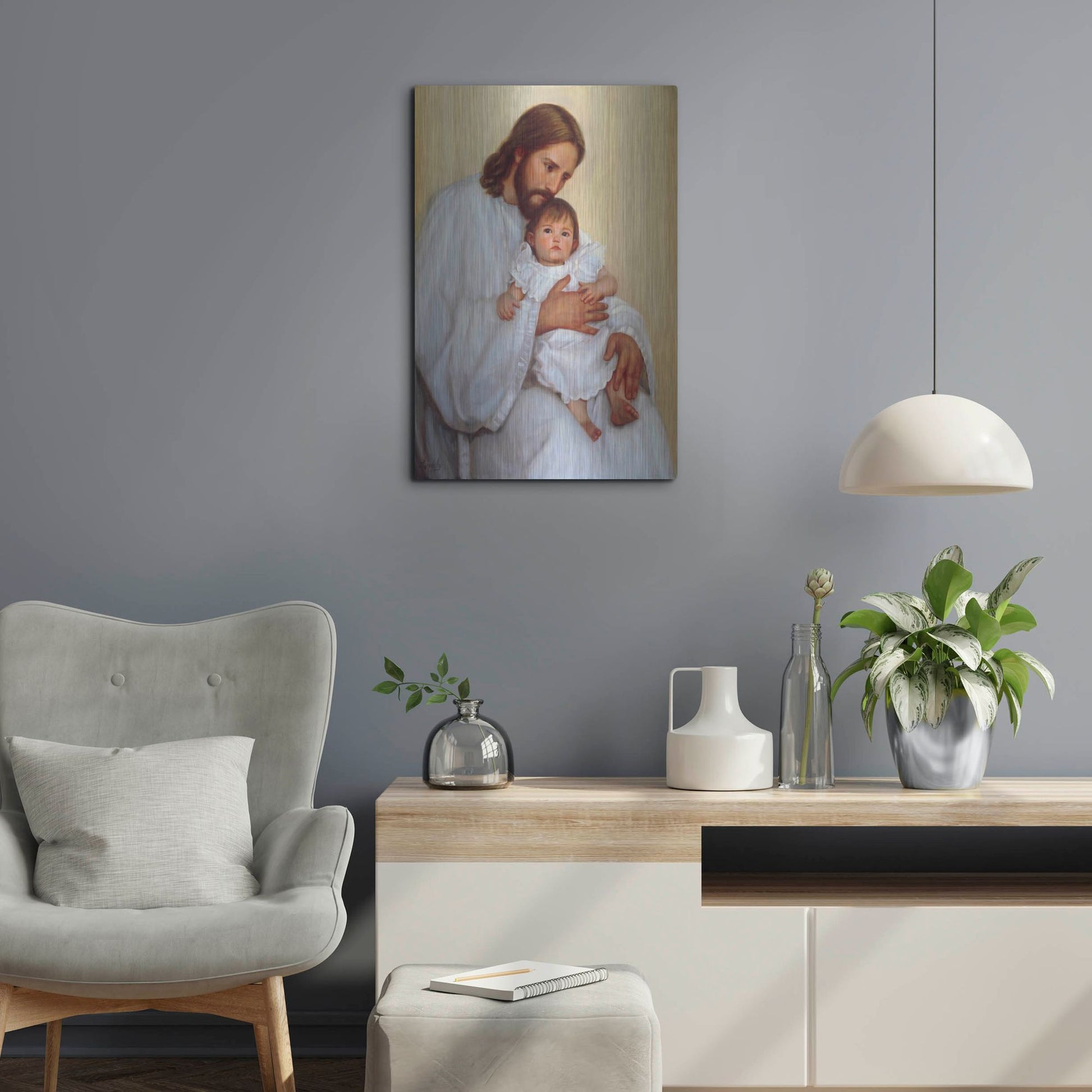 Luxe Metal Art 'Safely In His Arms' by David Lindsley, Metal Wall Art,16x24