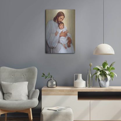 Luxe Metal Art 'Safely In His Arms' by David Lindsley, Metal Wall Art,16x24