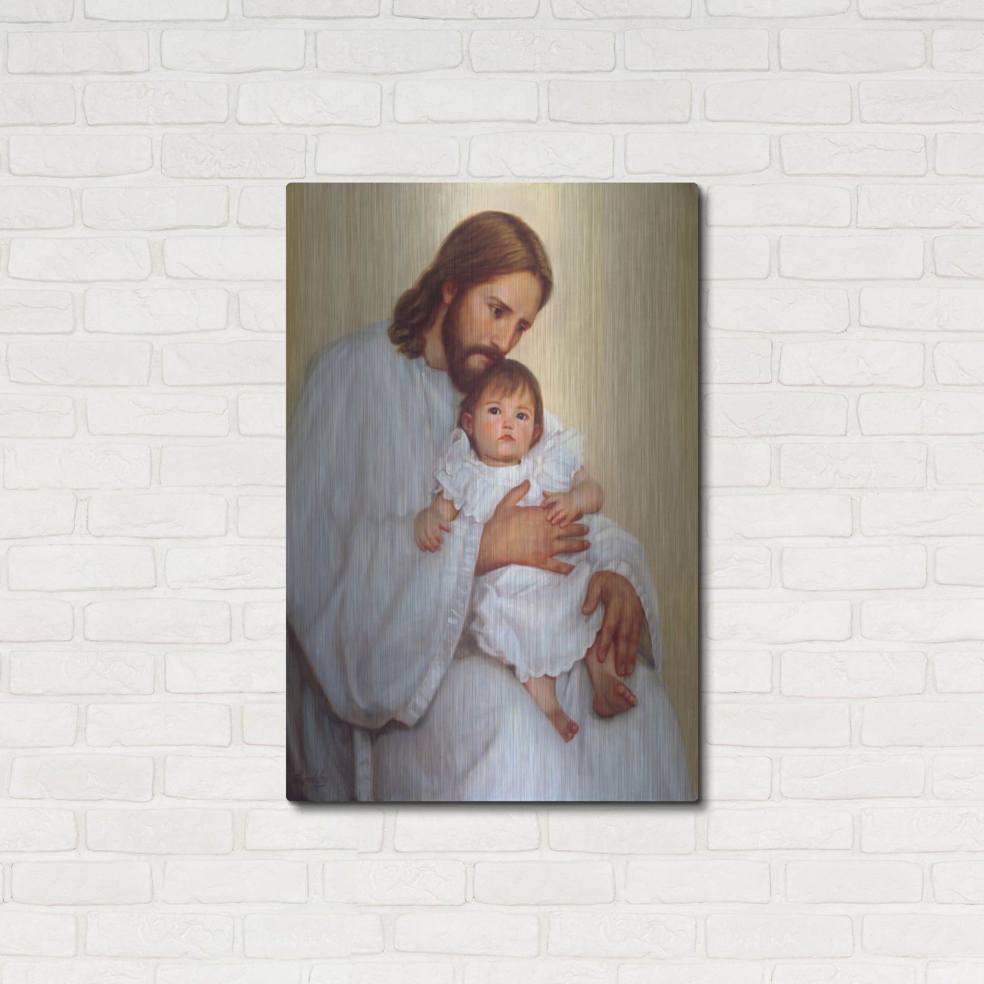 Luxe Metal Art 'Safely In His Arms' by David Lindsley, Metal Wall Art,24x36