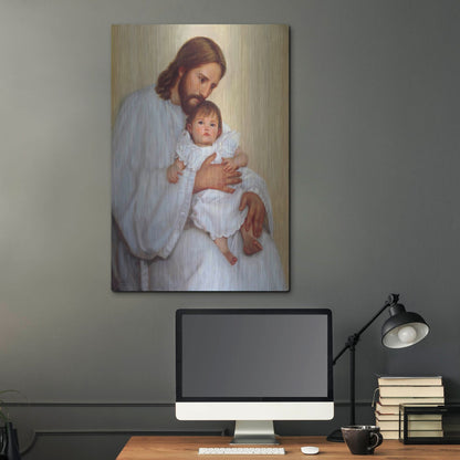 Luxe Metal Art 'Safely In His Arms' by David Lindsley, Metal Wall Art,24x36