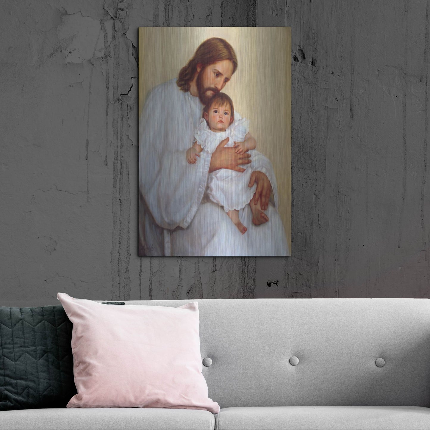 Luxe Metal Art 'Safely In His Arms' by David Lindsley, Metal Wall Art,24x36