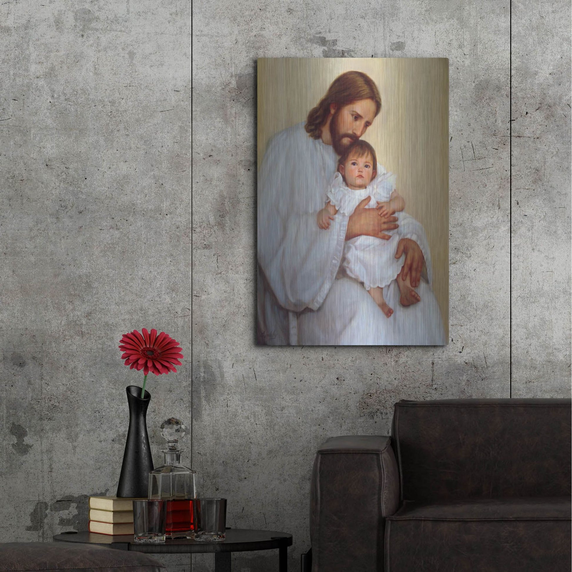 Luxe Metal Art 'Safely In His Arms' by David Lindsley, Metal Wall Art,24x36