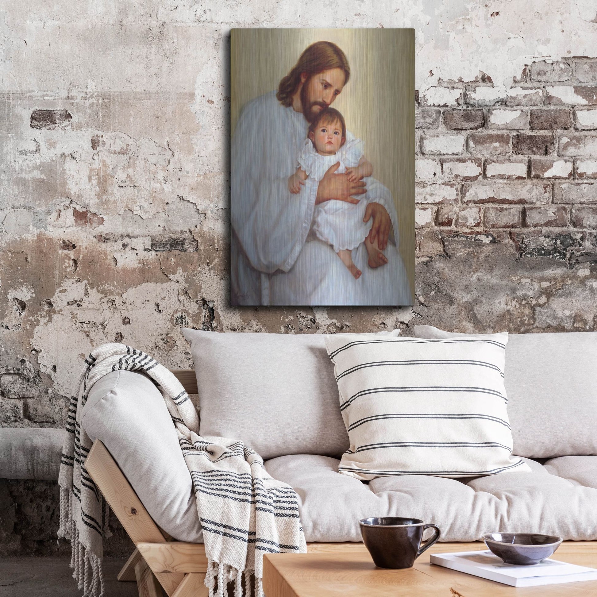 Luxe Metal Art 'Safely In His Arms' by David Lindsley, Metal Wall Art,24x36