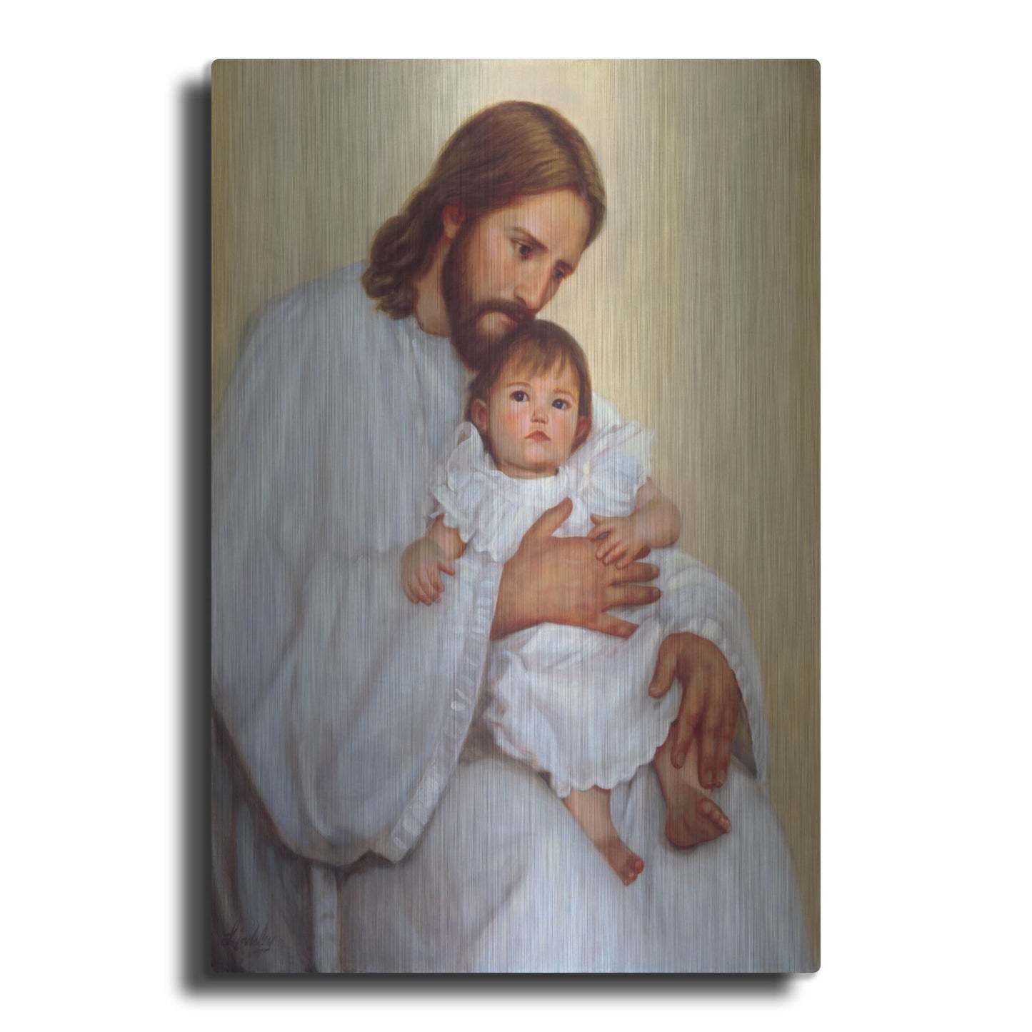 Luxe Metal Art 'Safely In His Arms' by David Lindsley, Metal Wall Art