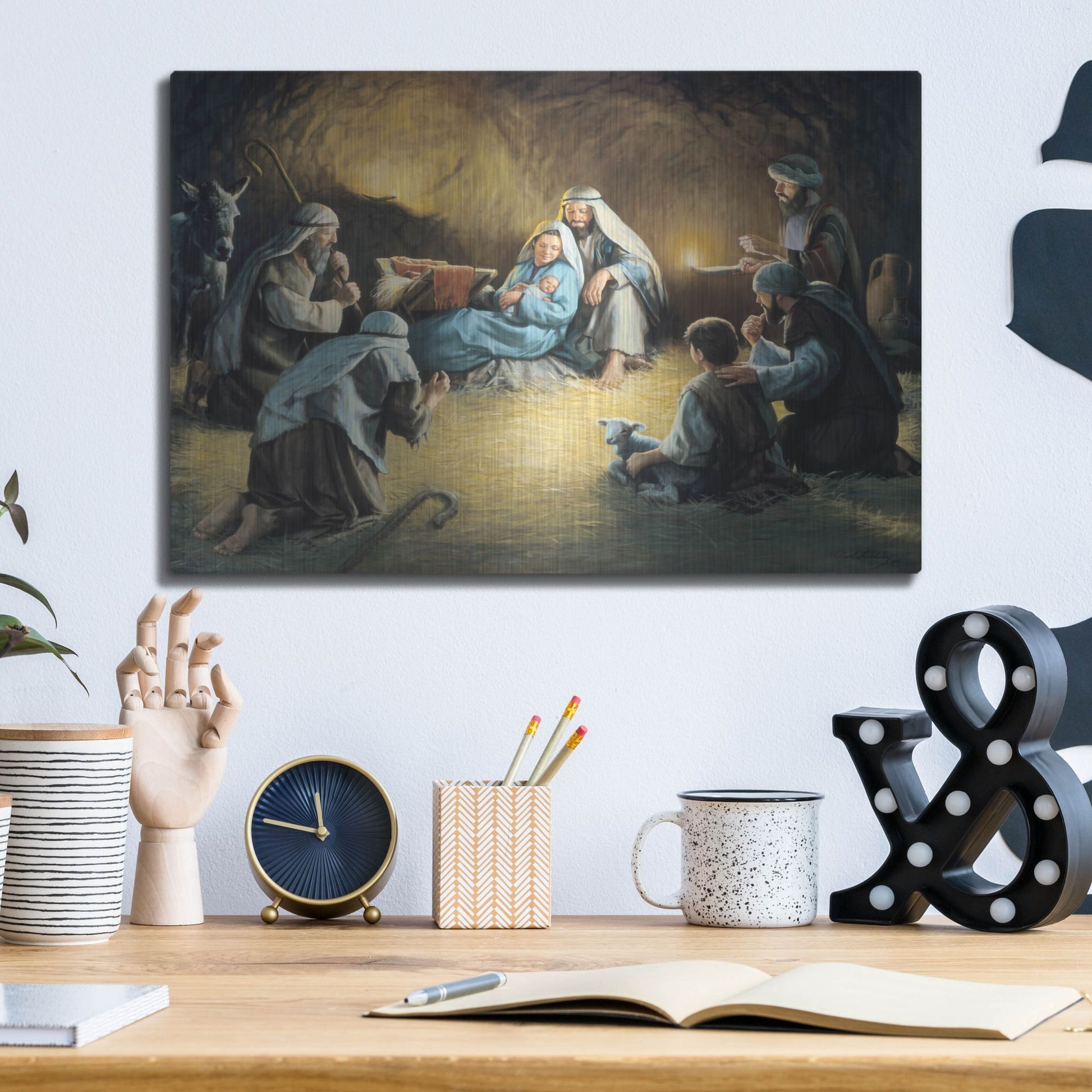 Luxe Metal Art 'Nativity' by David Lindsley, Metal Wall Art,16x12