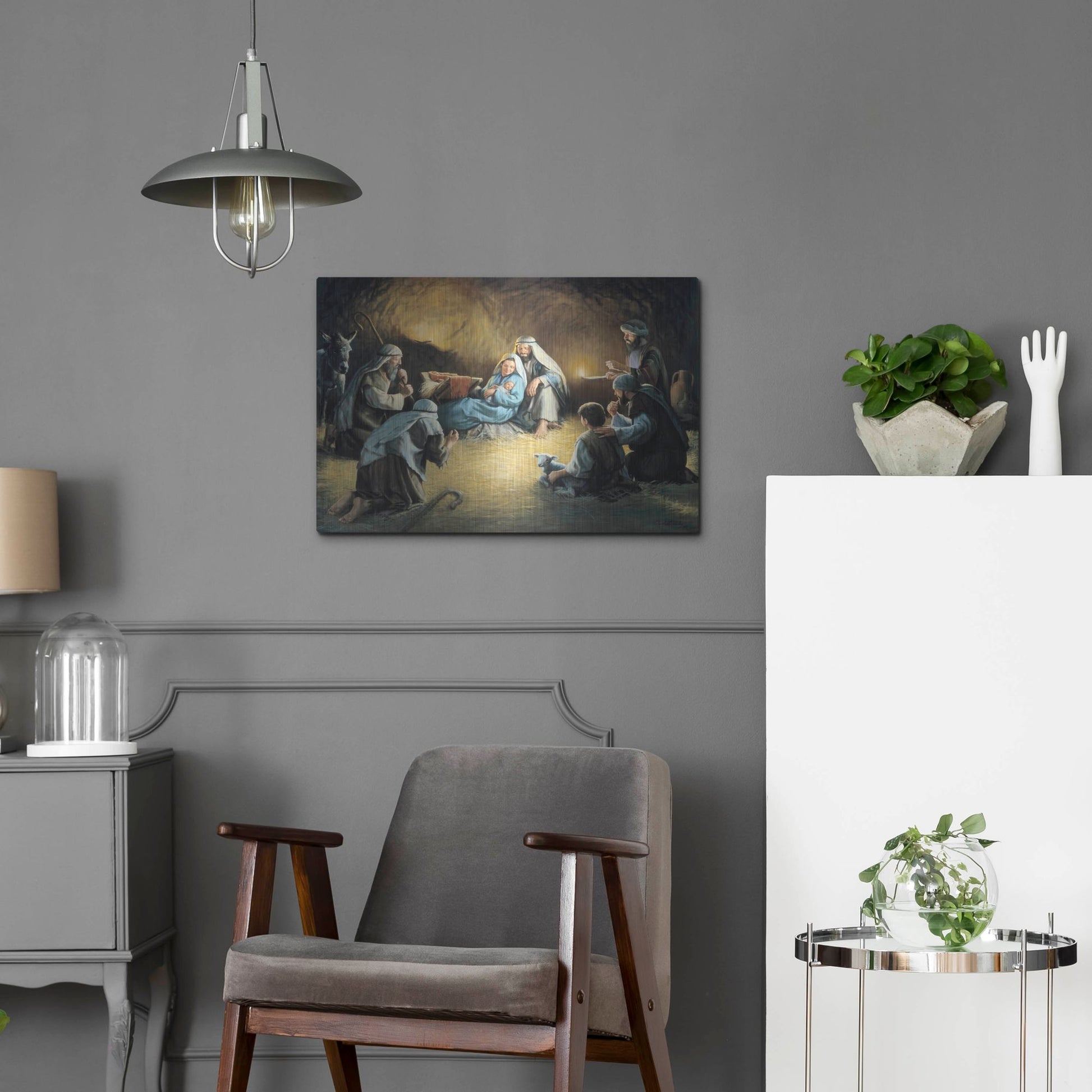Luxe Metal Art 'Nativity' by David Lindsley, Metal Wall Art,24x16