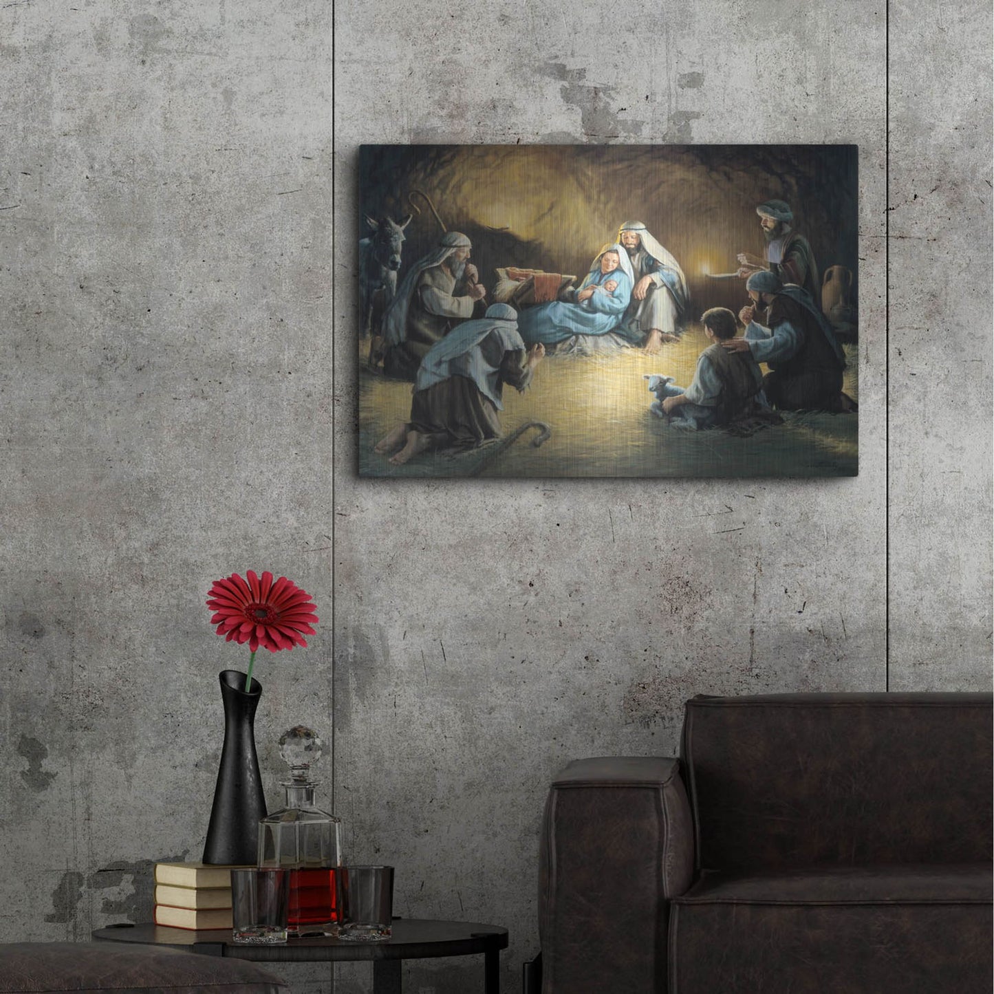 Luxe Metal Art 'Nativity' by David Lindsley, Metal Wall Art,36x24