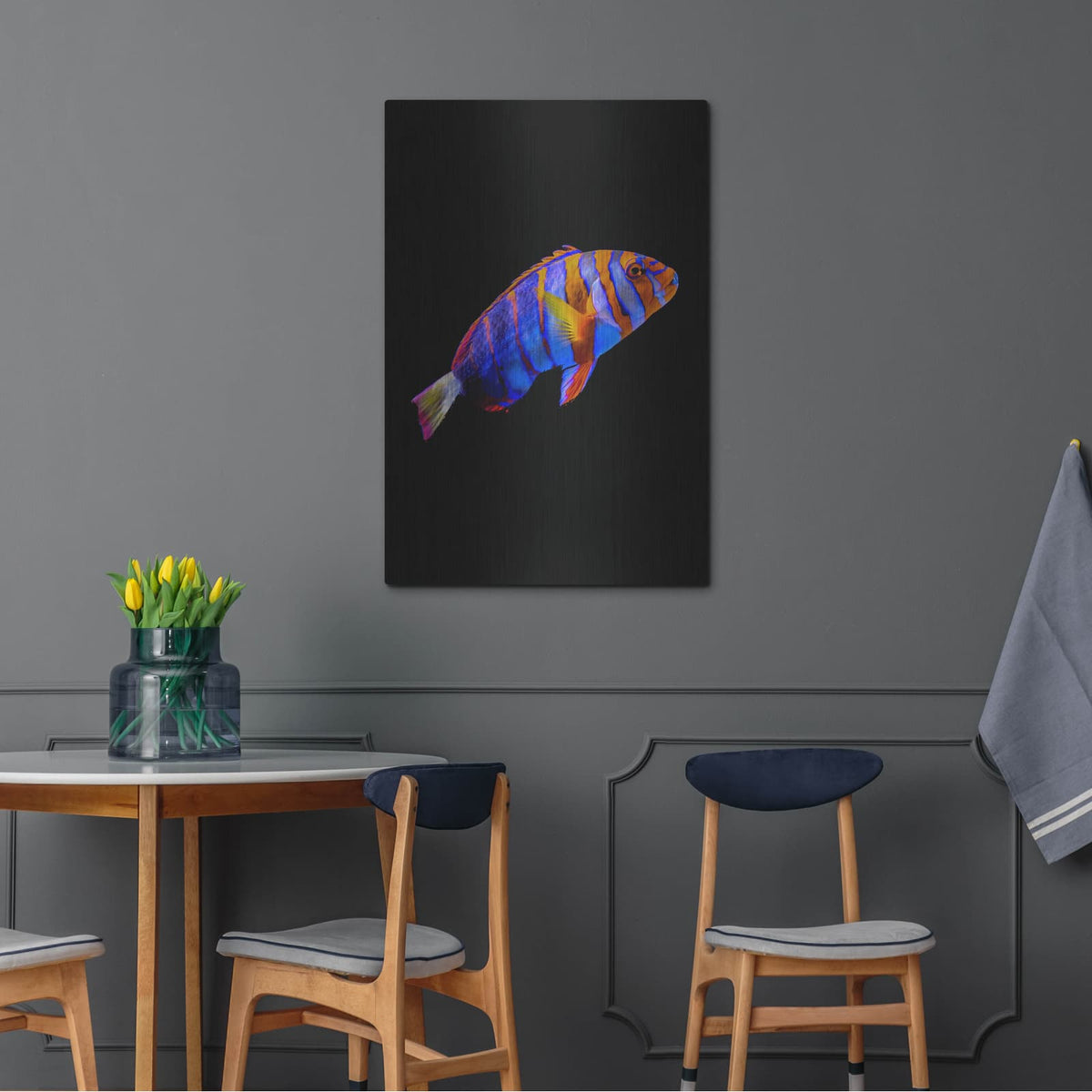 'Australian Harlequin Tuskfish' by Luxe Metal Portfolio – Metal Wall Art, 24x36 room view