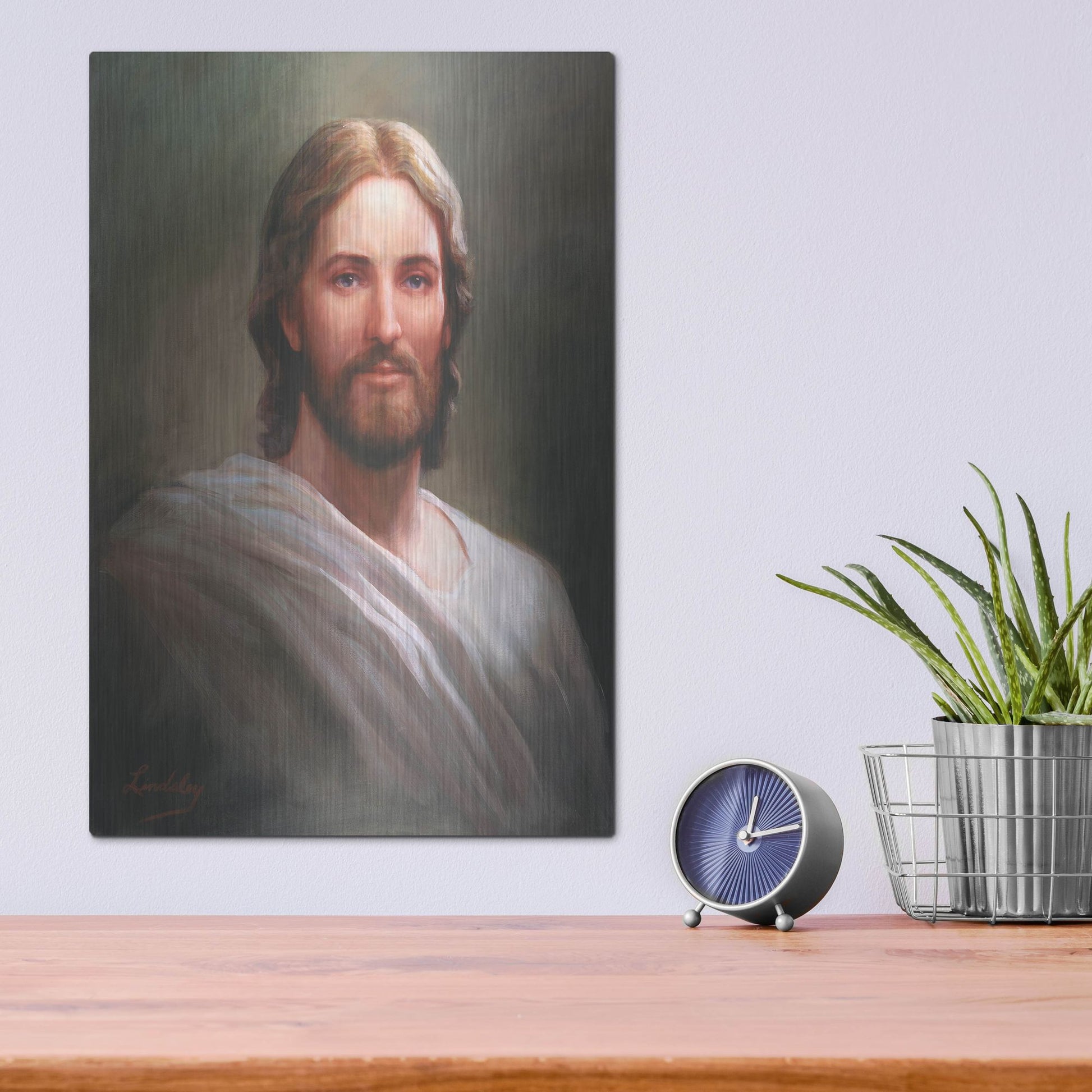 Luxe Metal Art 'Our Savior' by David Lindsley, Metal Wall Art,12x16