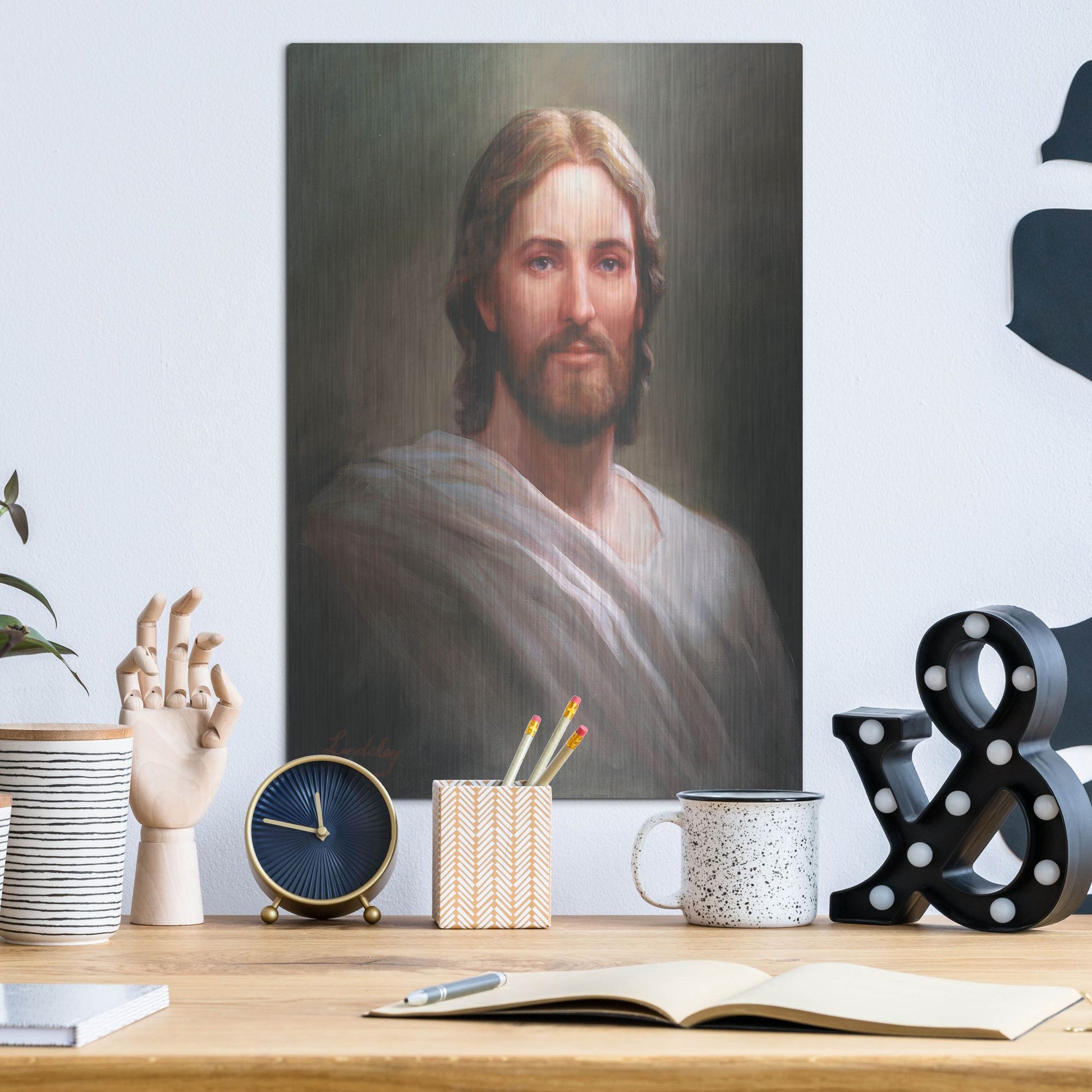 Luxe Metal Art 'Our Savior' by David Lindsley, Metal Wall Art,12x16
