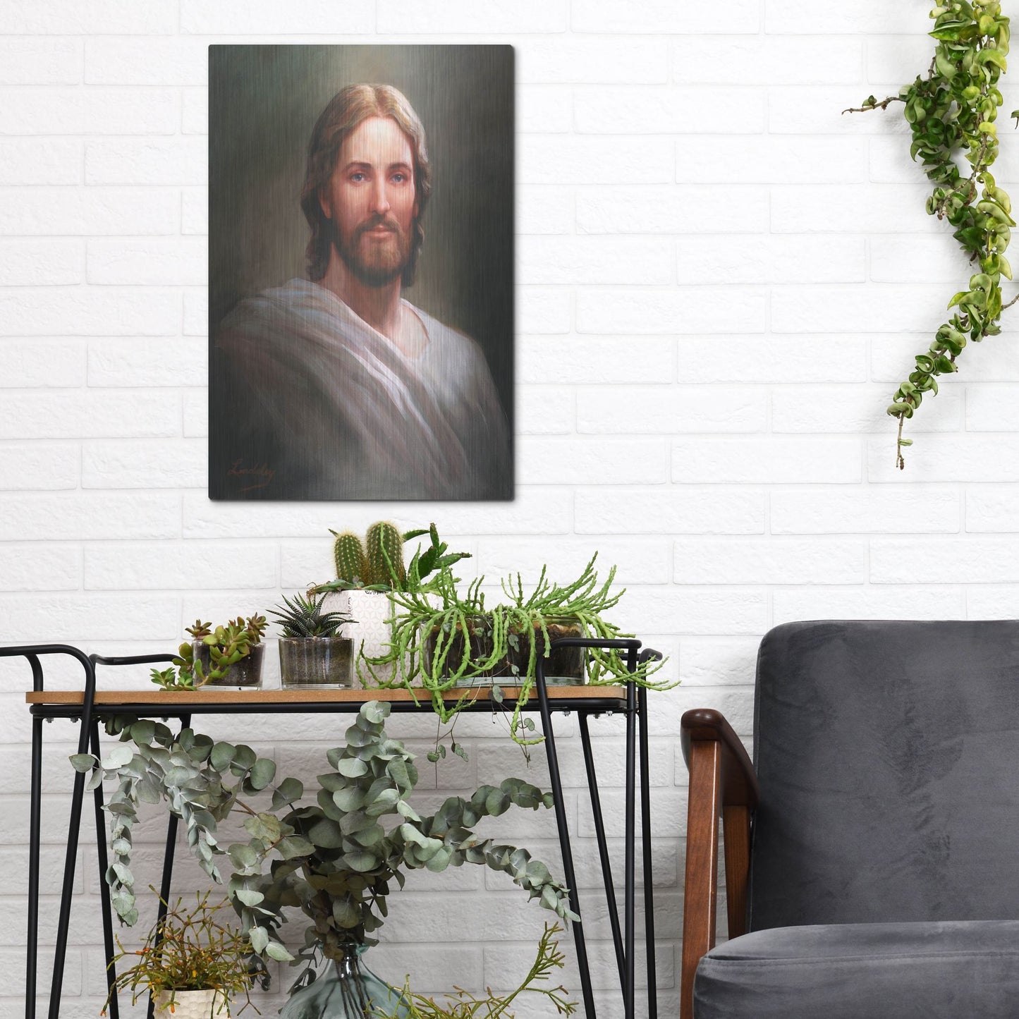 Luxe Metal Art 'Our Savior' by David Lindsley, Metal Wall Art,12x16