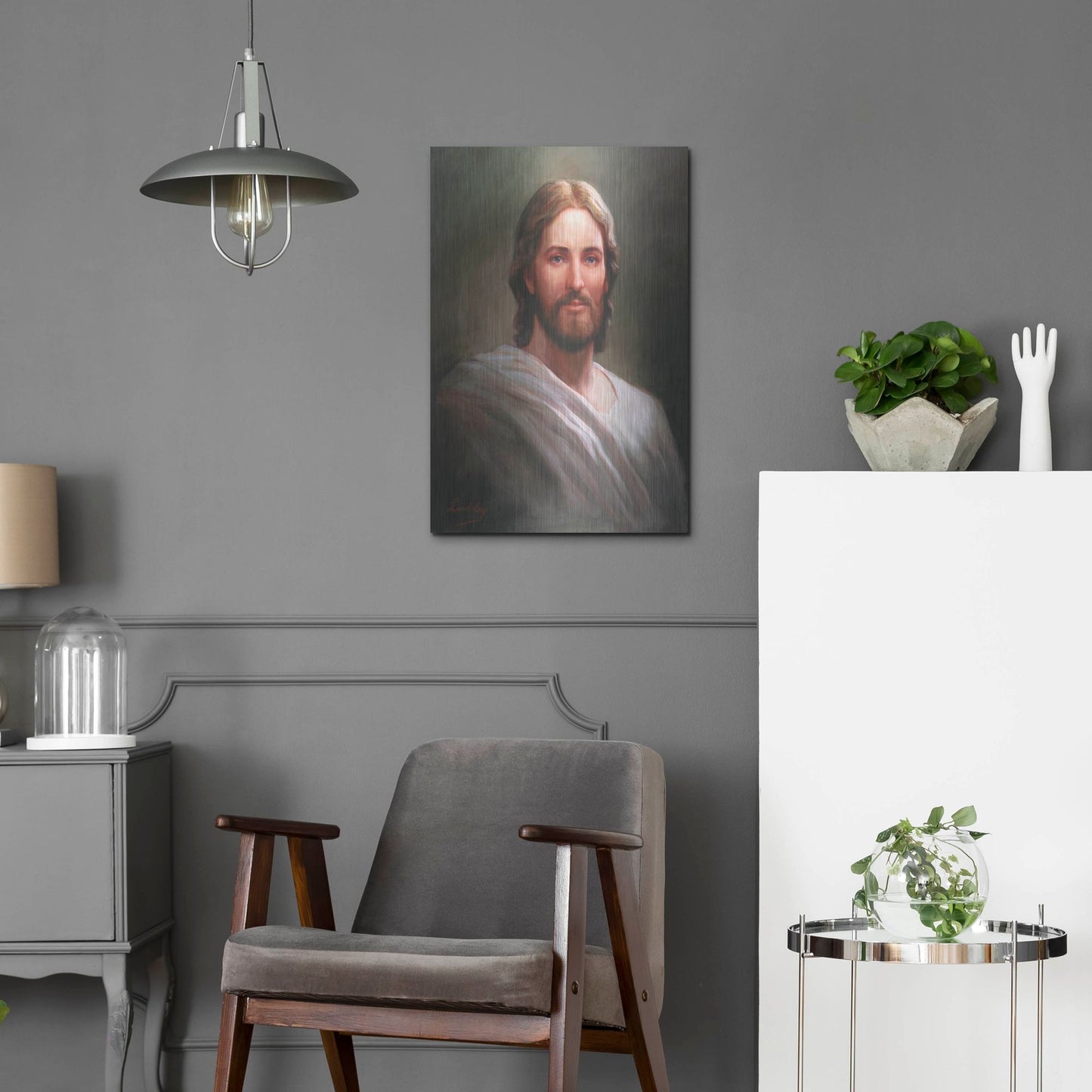 Luxe Metal Art 'Our Savior' by David Lindsley, Metal Wall Art,16x24