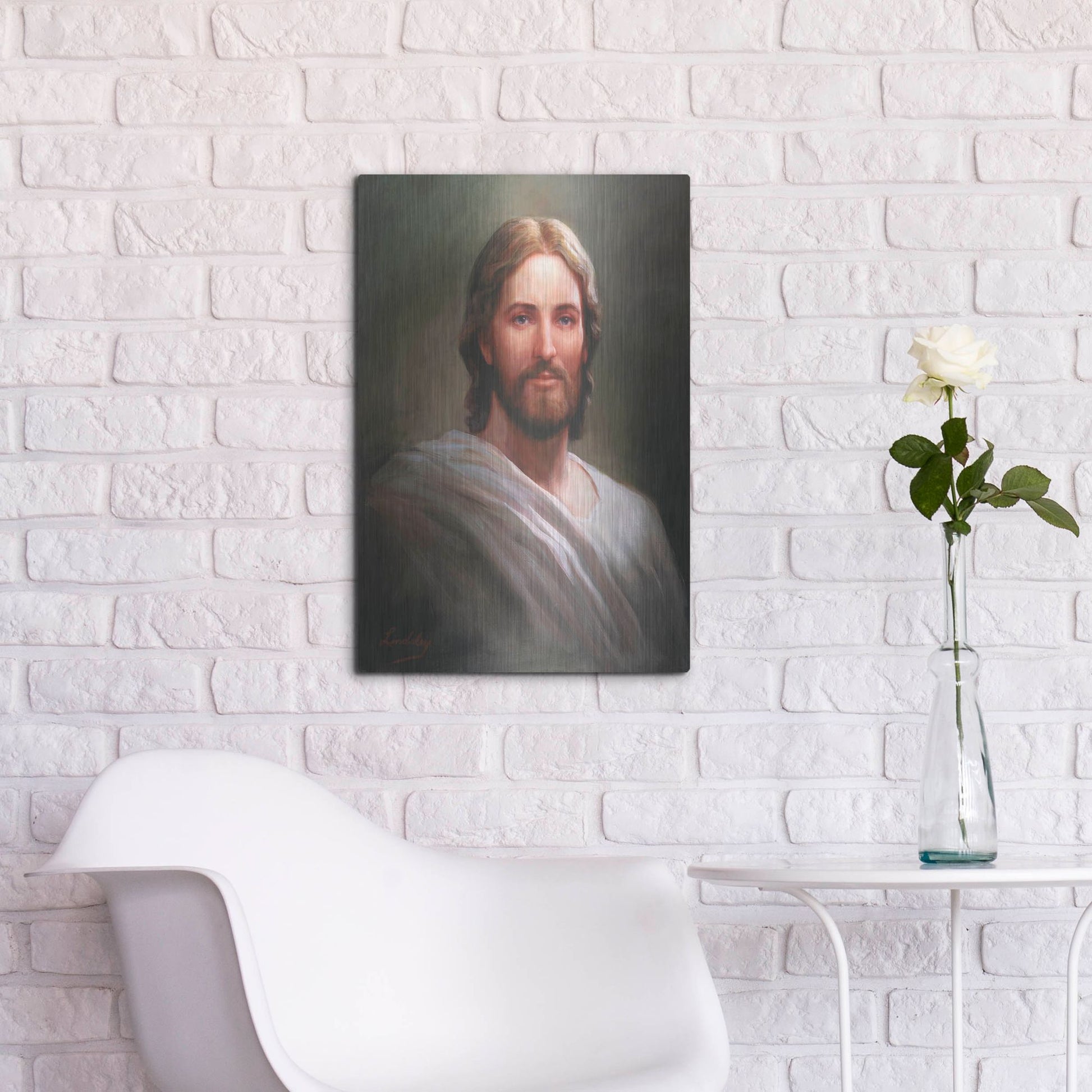 Luxe Metal Art 'Our Savior' by David Lindsley, Metal Wall Art,16x24