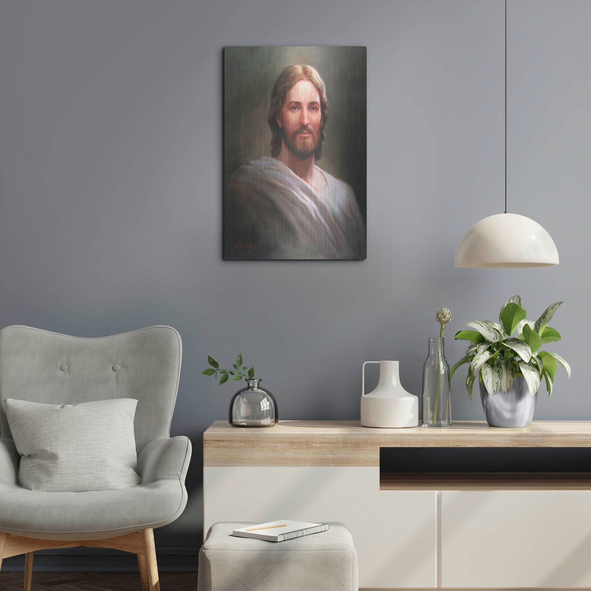 Luxe Metal Art 'Our Savior' by David Lindsley, Metal Wall Art,16x24