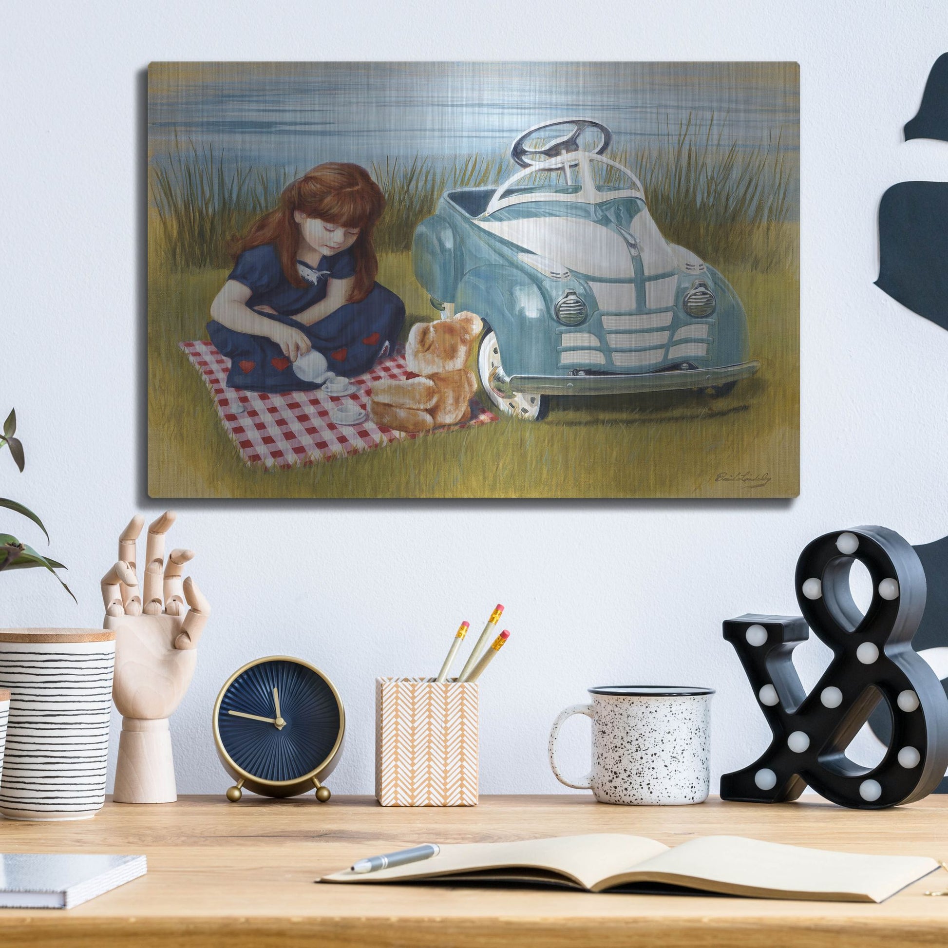 Luxe Metal Art '1938 Steelcraft Oldsmobile' by David Lindsley, Metal Wall Art,16x12