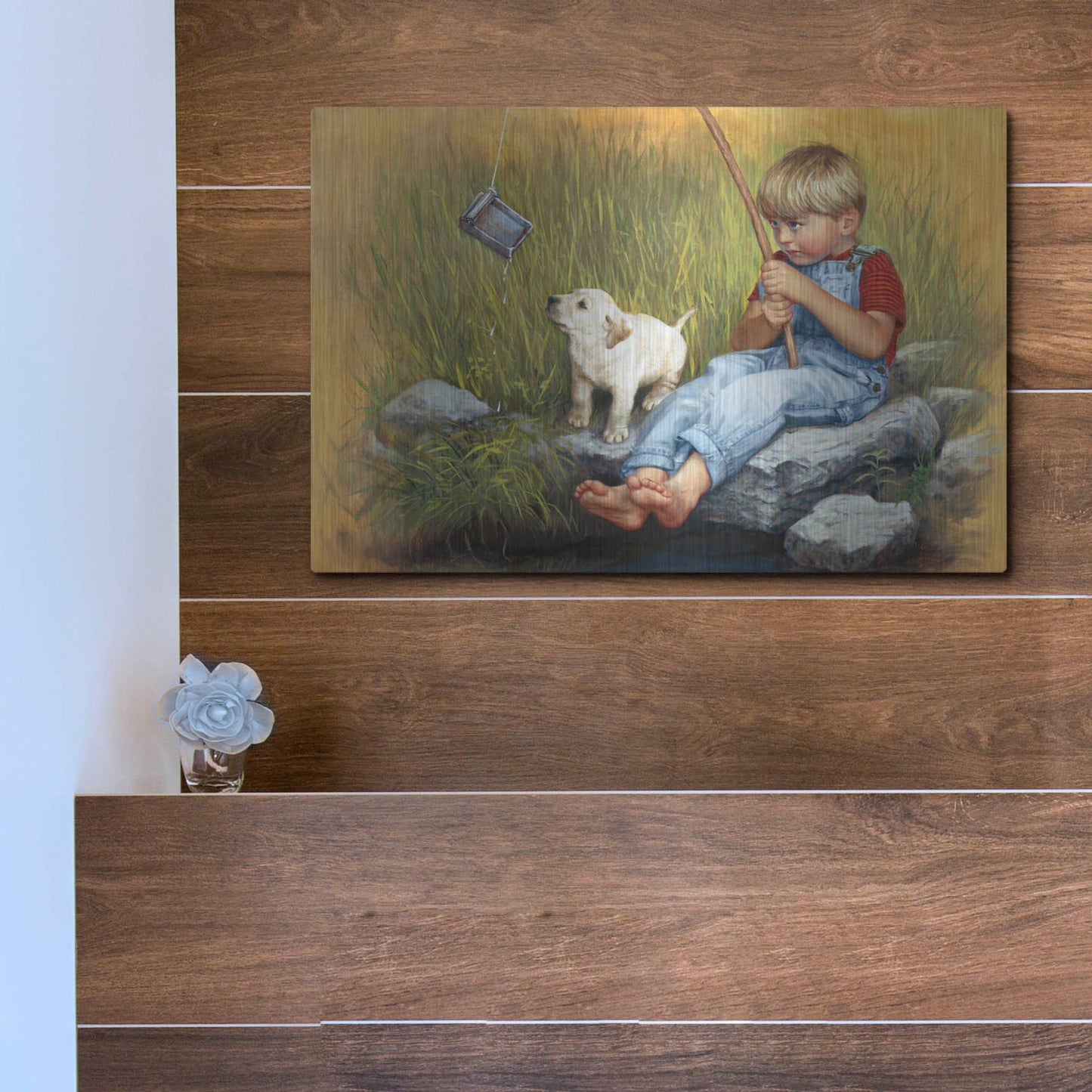 Luxe Metal Art 'Fishing Blues' by David Lindsley, Metal Wall Art,16x12