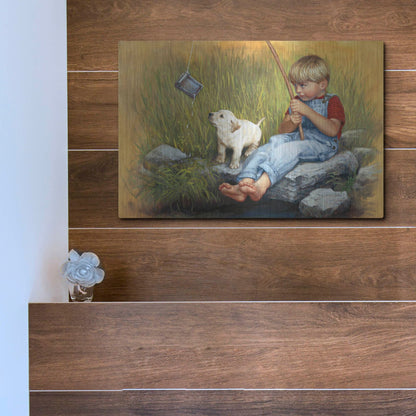 Luxe Metal Art 'Fishing Blues' by David Lindsley, Metal Wall Art,16x12