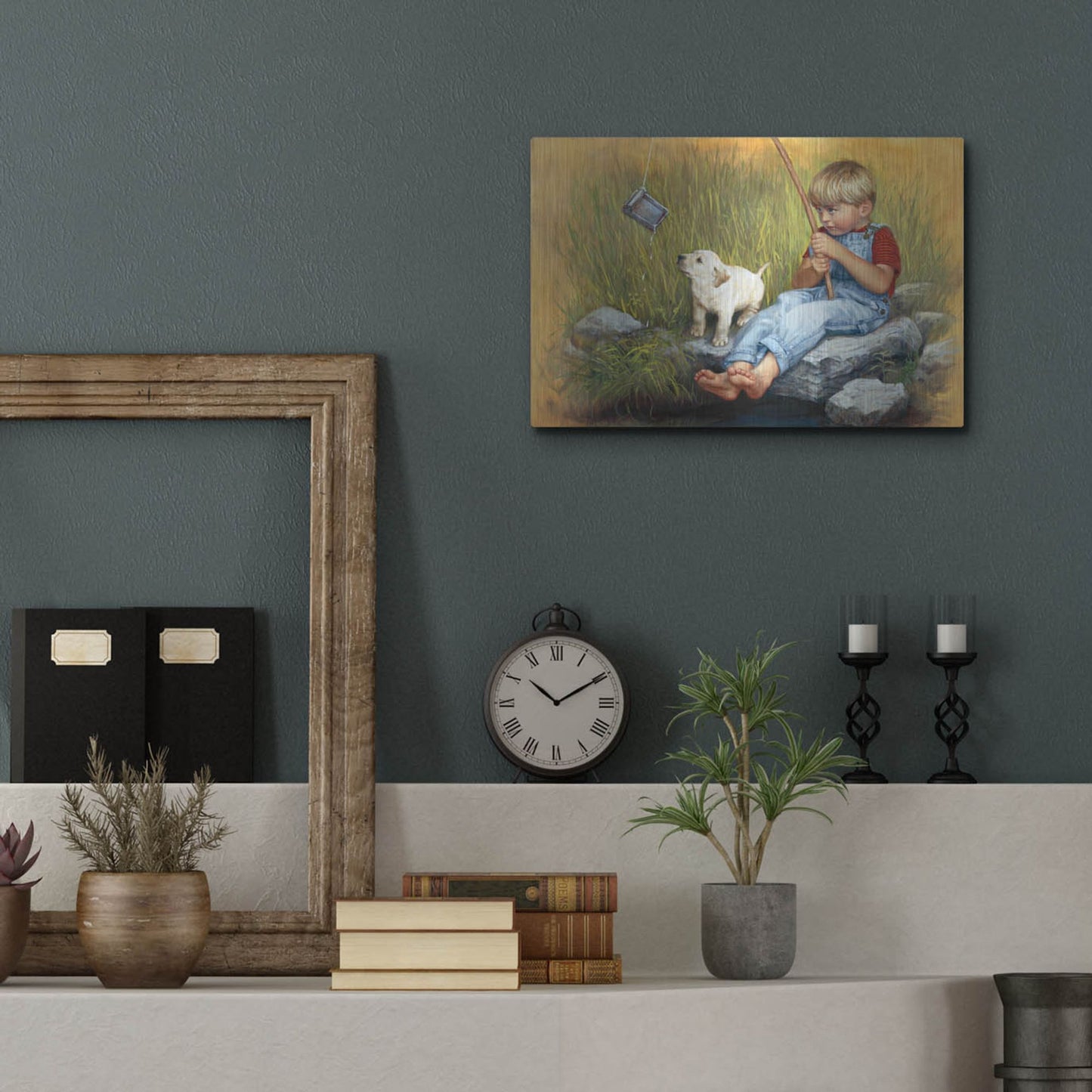 Luxe Metal Art 'Fishing Blues' by David Lindsley, Metal Wall Art,16x12