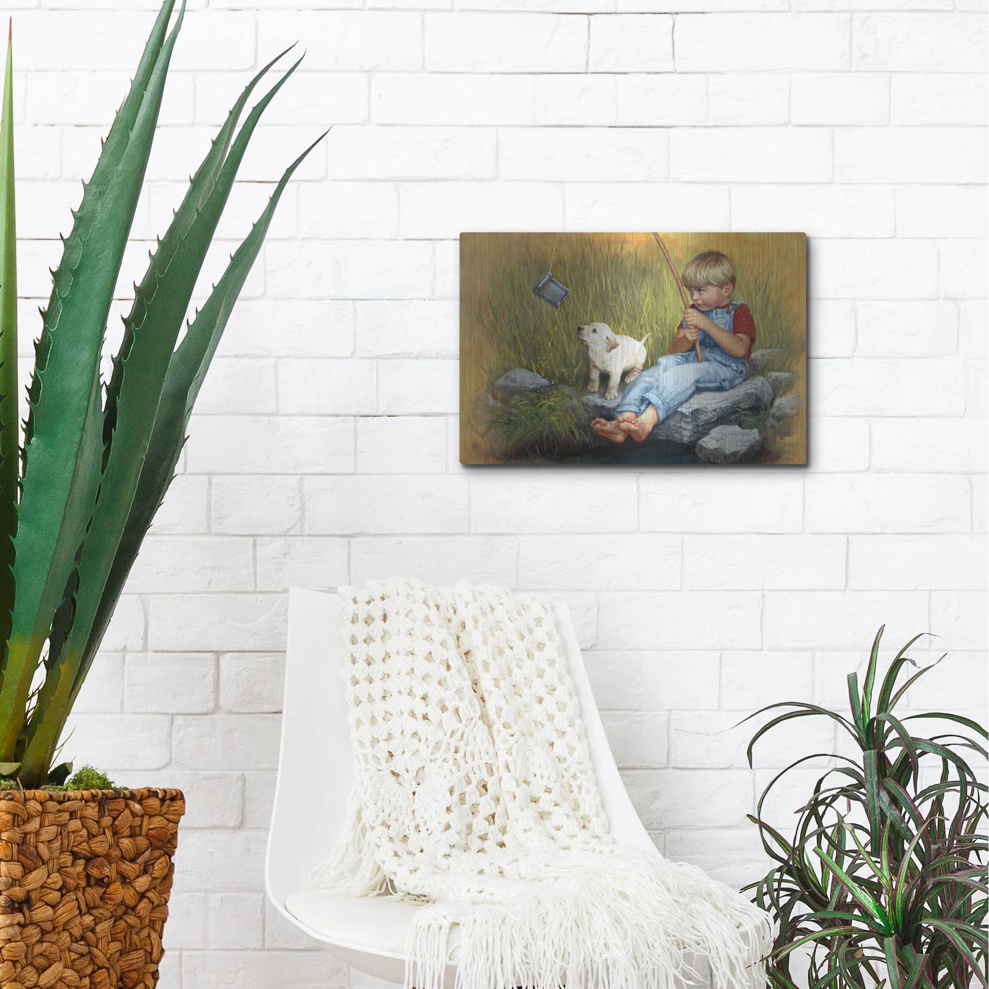 Luxe Metal Art 'Fishing Blues' by David Lindsley, Metal Wall Art,16x12