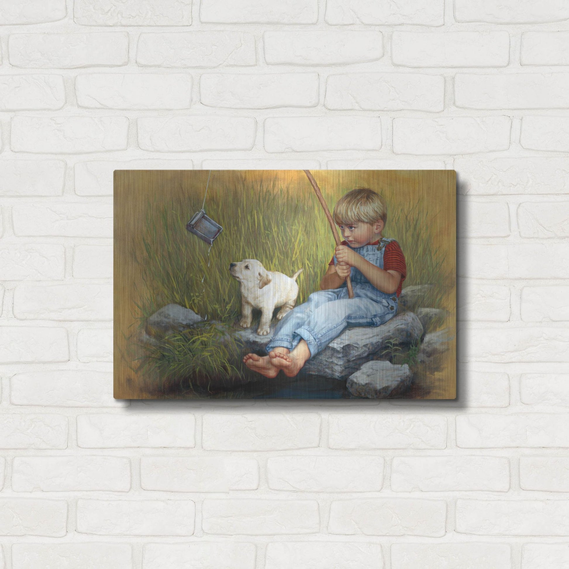Luxe Metal Art 'Fishing Blues' by David Lindsley, Metal Wall Art,24x16