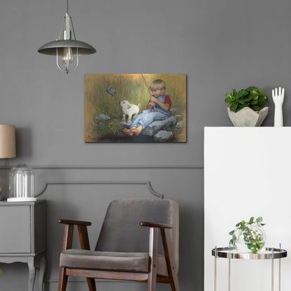 Luxe Metal Art 'Fishing Blues' by David Lindsley, Metal Wall Art,24x16