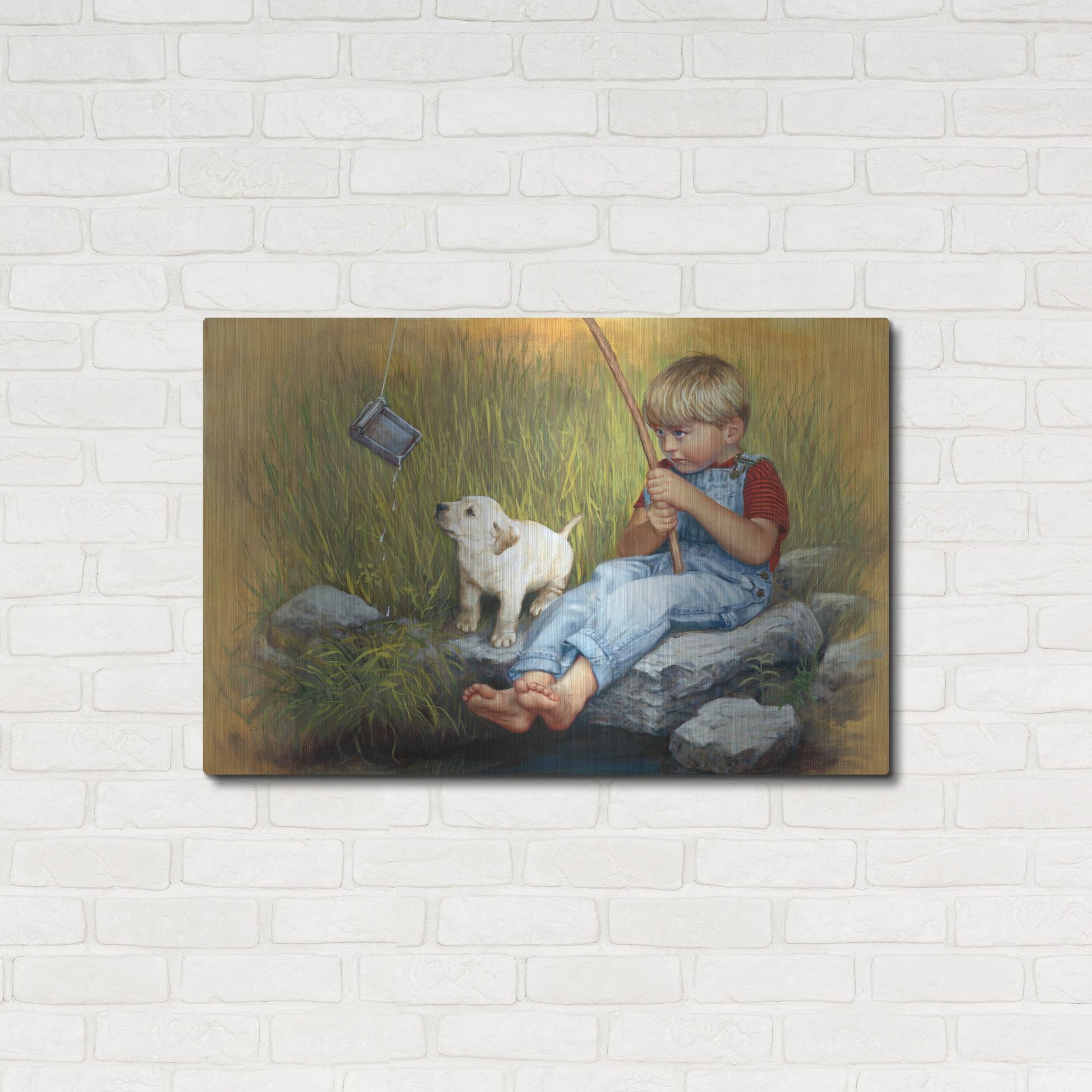 Luxe Metal Art 'Fishing Blues' by David Lindsley, Metal Wall Art,36x24