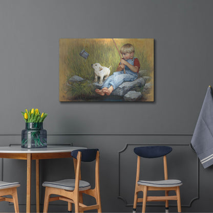 Luxe Metal Art 'Fishing Blues' by David Lindsley, Metal Wall Art,36x24