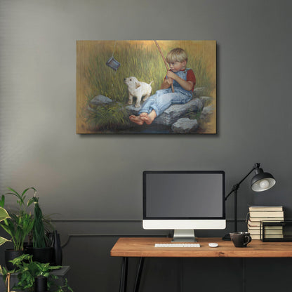 Luxe Metal Art 'Fishing Blues' by David Lindsley, Metal Wall Art,36x24