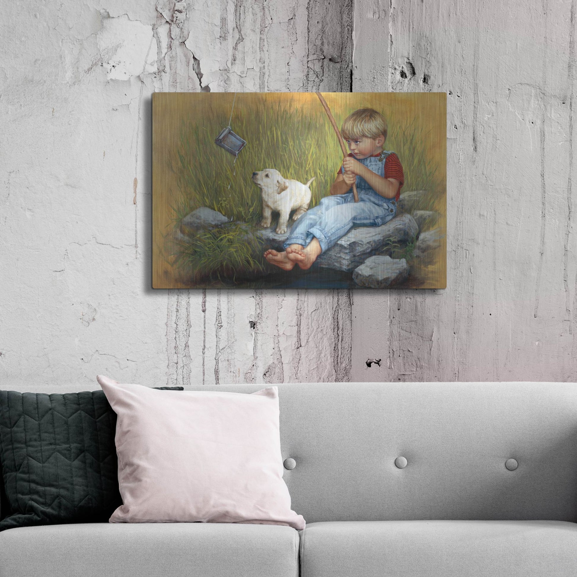 Luxe Metal Art 'Fishing Blues' by David Lindsley, Metal Wall Art,36x24