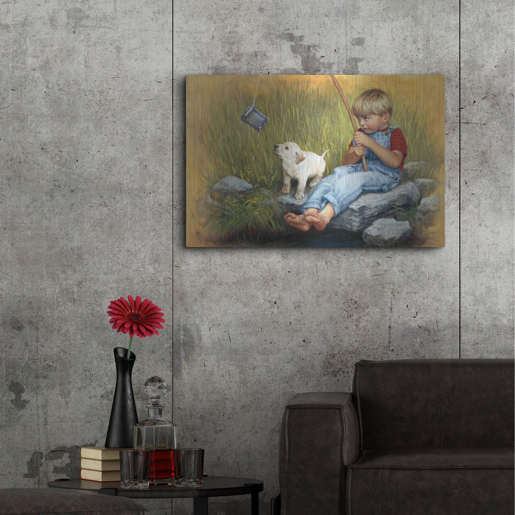 Luxe Metal Art 'Fishing Blues' by David Lindsley, Metal Wall Art,36x24