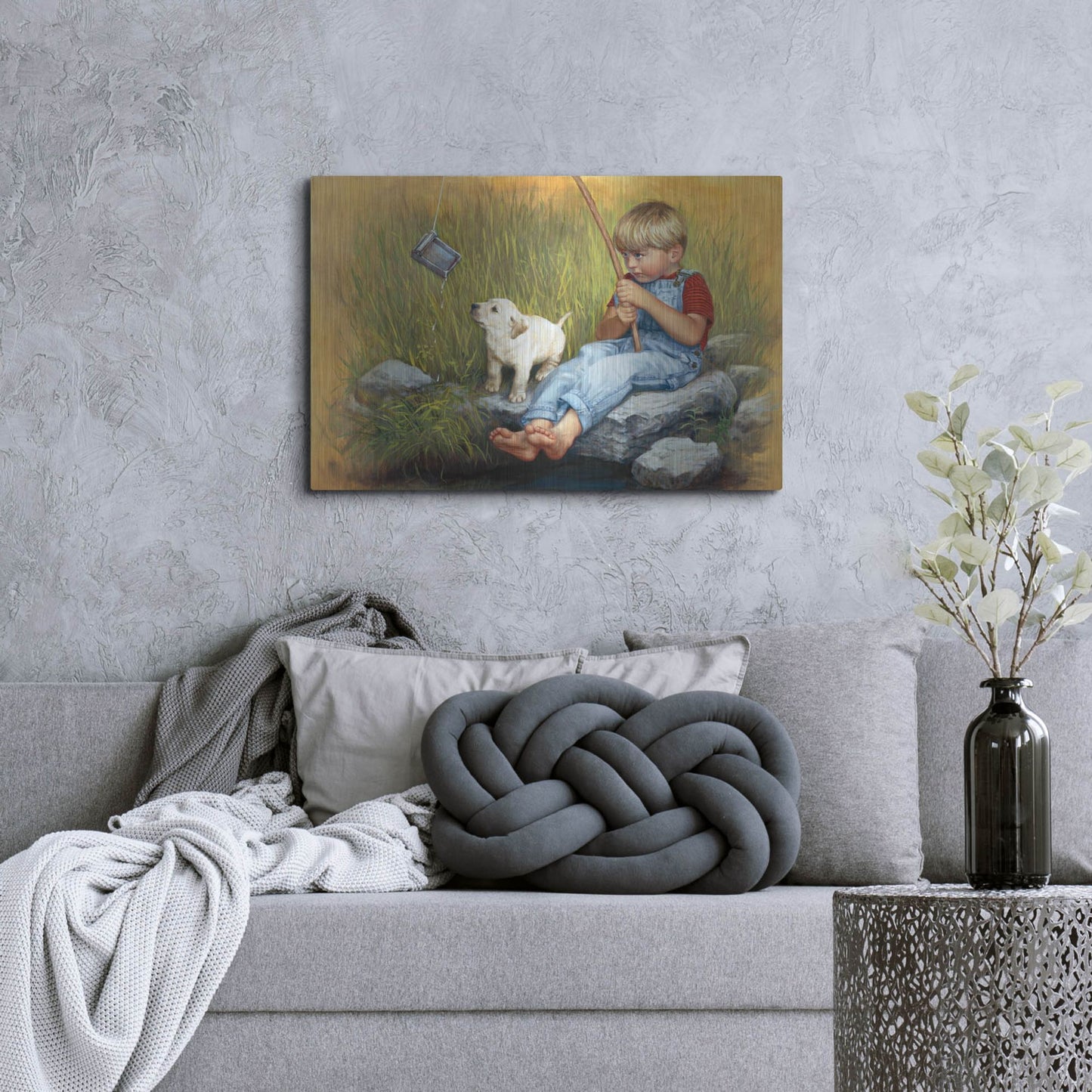 Luxe Metal Art 'Fishing Blues' by David Lindsley, Metal Wall Art,36x24