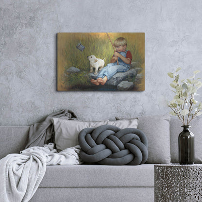 Luxe Metal Art 'Fishing Blues' by David Lindsley, Metal Wall Art,36x24