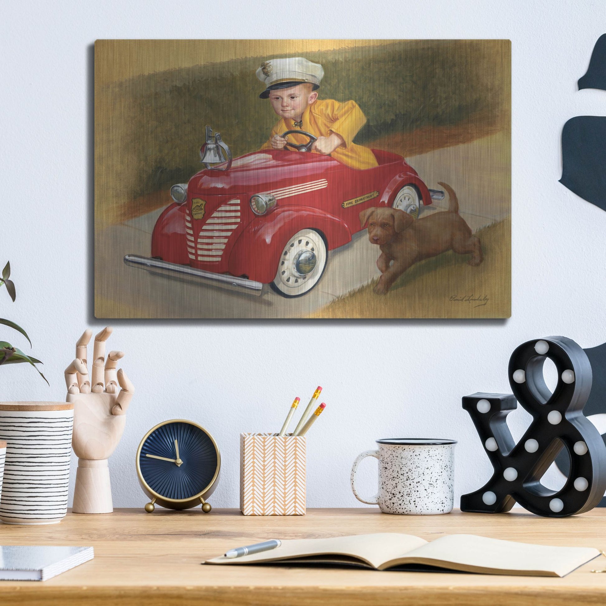 Luxe Metal Art '1937 Garton Ford Fire Chief' by David Lindsley, Metal Wall Art,16x12