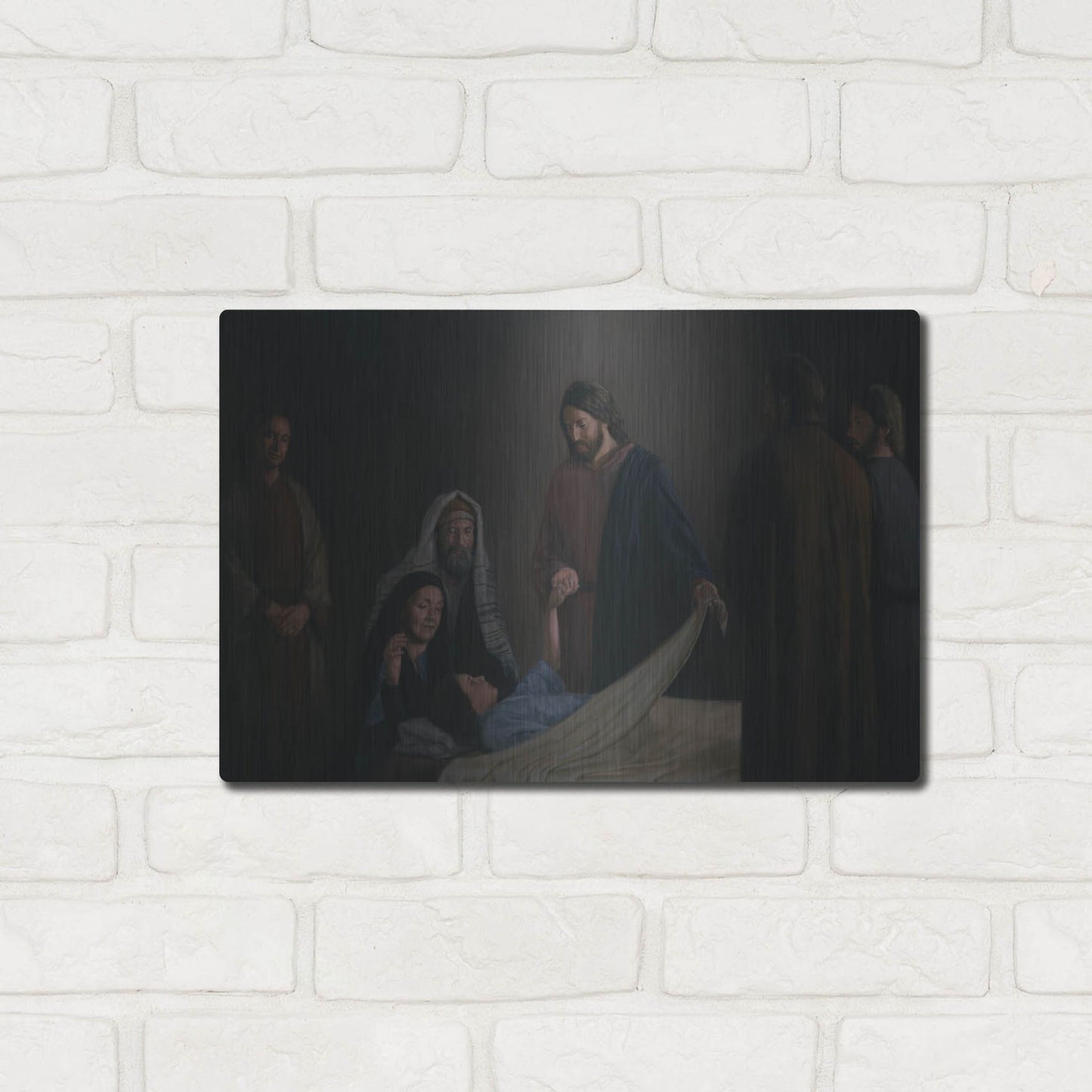 Luxe Metal Art 'Jesus Raising The Daughter Of Jairus' by David Lindsley, Metal Wall Art,16x12
