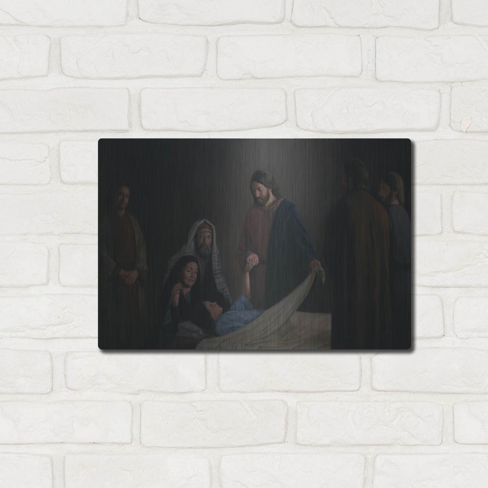 Luxe Metal Art 'Jesus Raising The Daughter Of Jairus' by David Lindsley, Metal Wall Art,16x12